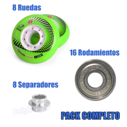 Pack Ruedas Hyper 76mm 84A + Rodamientos Titalium 9 + Separadores