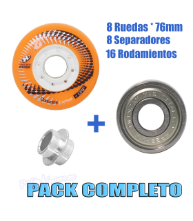 Pack Ruedas Hyper 76mm 84A + Rodamientos Titalium 9 + Separadores