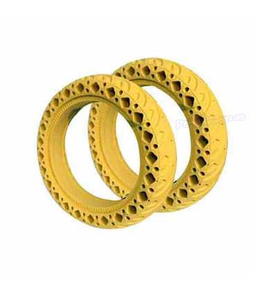 Rueda Maciza Anti Pinchazos Perforada 8,5" Amarilla Para Patinete Eléctrico