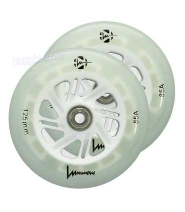 Ruedas De Luz Led Fosforescente Luminous 125mm + Rodamientos MW7 Pack 2 Para Patines Triskate y Scooter Paseo