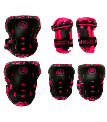 Protecciones Patines Pack 3 KRF Rosa/Camu Junior