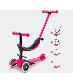 Patinete MINI 4en1 DELUXE LED Rosa