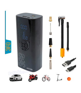 Inflador eléctrico portátil función Power Bank