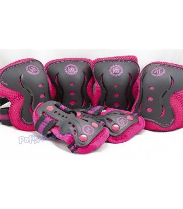 Protecciones Patines Pack 3 KRF Negro/Rosa Niñas