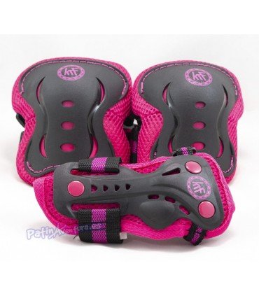 Protecciones Patines Pack 3 KRF Negro/Rosa Niñas