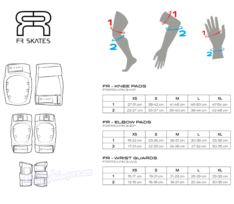 Tallas Protecciones FR